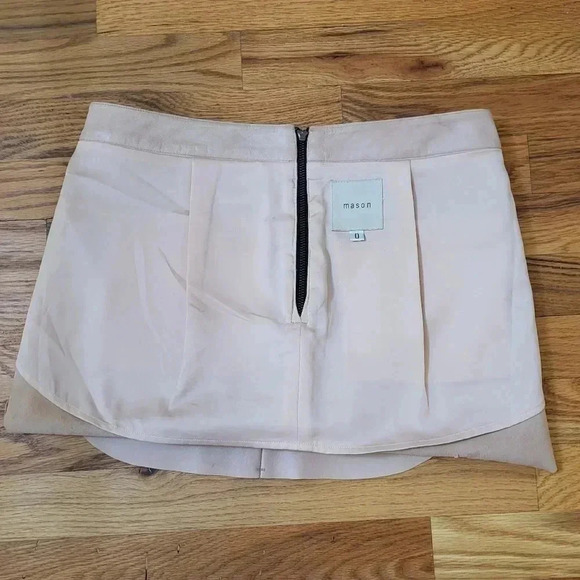 MICHELLE MASON Soft Lamb Leather Baseball Hem Mini Skirt in Blush Pink(0) - Picture 10 of 13